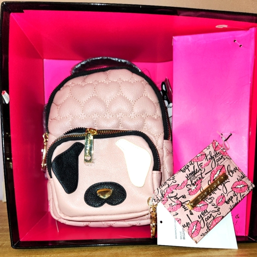 NWT BETSEY JOHNSON Mini Backpack & Card Case Gift Set